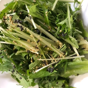 水菜とレタスと塩昆布のサラダ